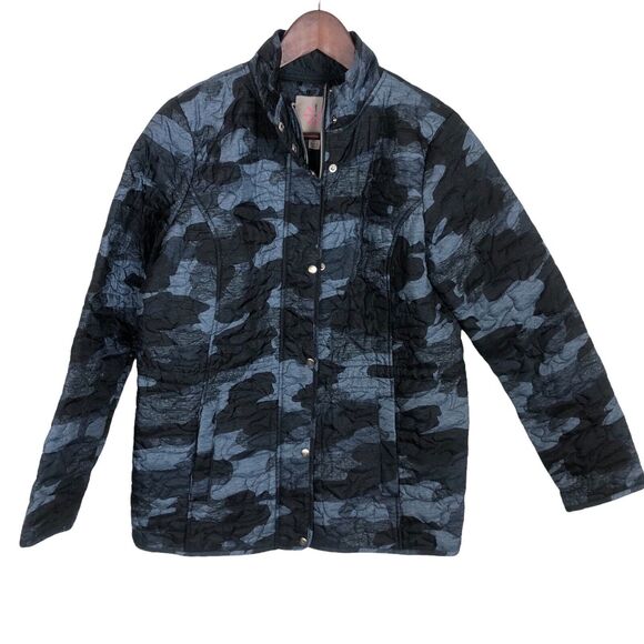 Isaac Mizrahi Live Blue Camo Full Zipper Jacket Women's Size XS - Picture 1 of 5